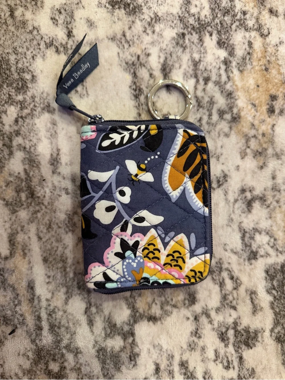 Vera Bradley Navy Floral Quilted Card & Key Holder
